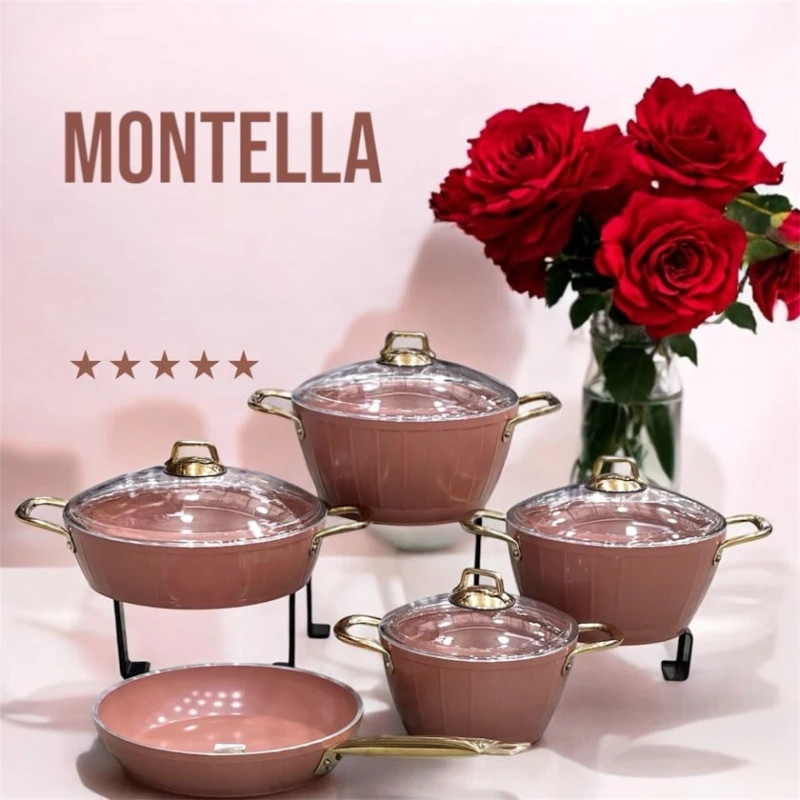 Qab-qacaq dəsti Bonera, qranit, çəhrayı, 9 parça Qab-qacaq dəsti Bonera, qranit, çəhrayı, 9 parça