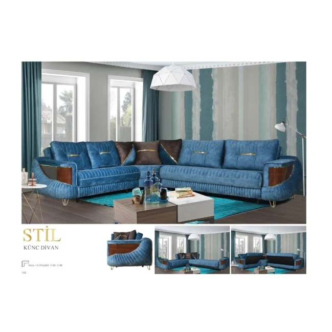 Диван Stil угловой, синий, 3150x2600x800x980 мм Диван Stil угловой, синий, 3150x2600x800x980 мм