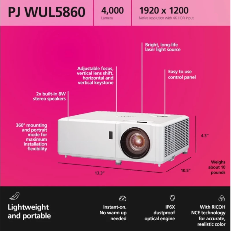 Проектор Ricoh WUL5860, белый Проектор Ricoh WUL5860, белый