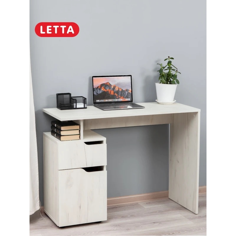 Письменный стол Letta Dub White, 73х33х62 см, ЛДСП, белый Письменный стол Letta Dub White, 73х33х62 см, ЛДСП, белый