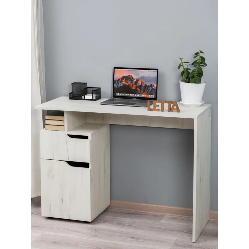 Письменный стол Letta Dub White, 73х33х62 см, ЛДСП, белый Письменный стол Letta Dub White, 73х33х62 см, ЛДСП, белый