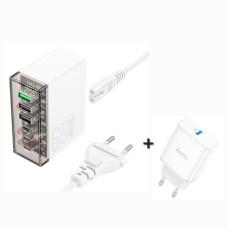 Сетевое зарядное устройство Hoco N36 65W + Hoco C104A White В Подарок