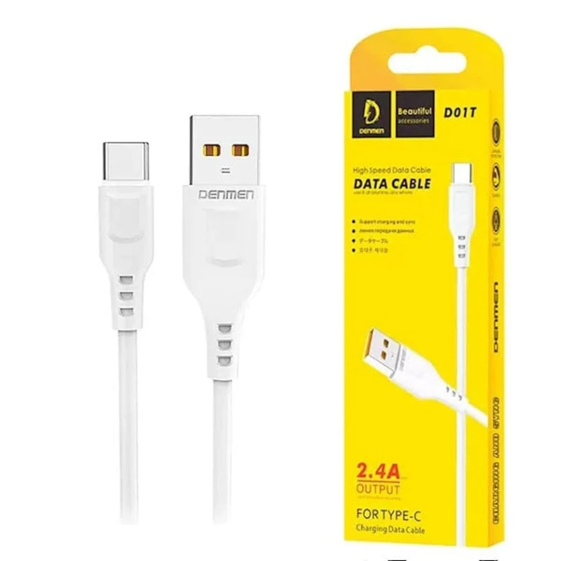 Кабель USB Denmen D01T Type-C, Белый