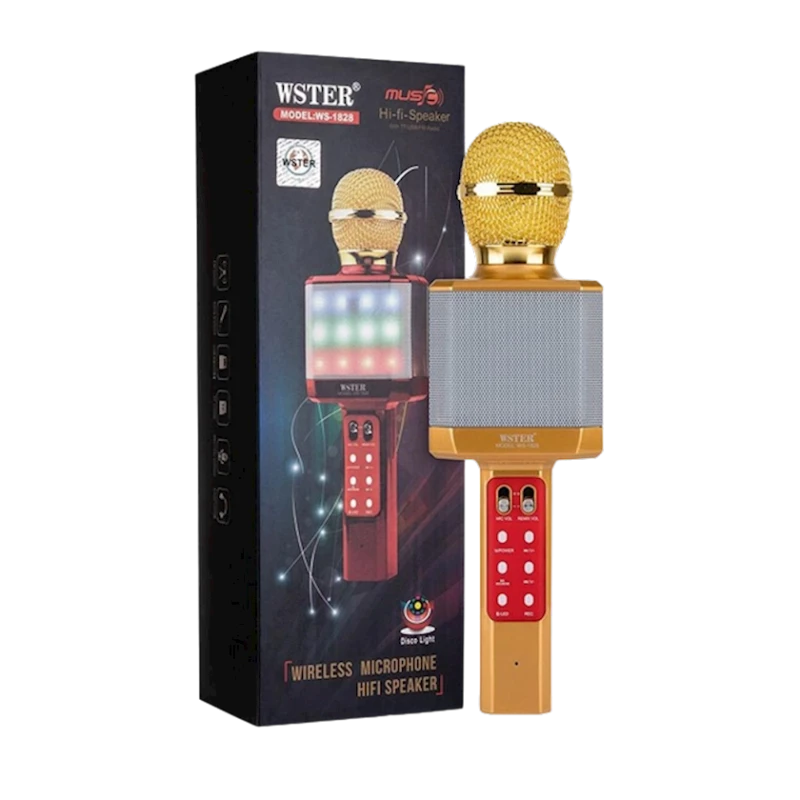 Микрофон-караоке Wster WS-1828 Gold Микрофон-караоке Wster WS-1828 Gold