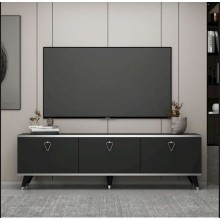 TV üçün tumba TV Stend 014, LDSP, qara, 180x55x33 sm