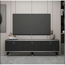 TV üçün tumba TV Stend 014, LDSP, qara, 180x55x33 sm