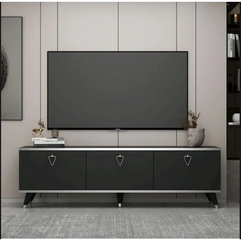 Тумба под ТВ TV Stend 014, ЛДСП, черный, 180x55x33 см Тумба под ТВ TV Stend 014, ЛДСП, черный, 180x55x33 см