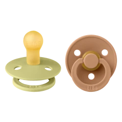 Набор пустышек BIBS Colour, 2 шт, 0-6 месяцев, латекс, зеленый/коричневый