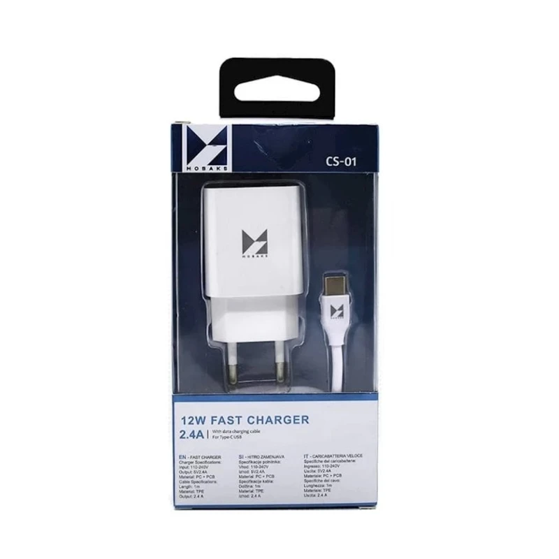 Şəbəkə enerji toplama cihazı Mobaks CS-01 Fast Charger Type-C 12 W, Ağ