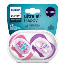 Набор пустышек Philips Avent Ultra air SCF080/04, 6+ мес, 2 шт Набор пустышек Philips Avent Ultra air SCF080/04, 6+ мес, 2 шт