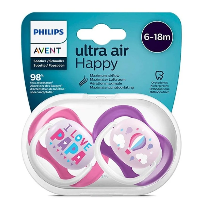 Набор пустышек Philips Avent Ultra air SCF080/04, 6+ мес, 2 шт Набор пустышек Philips Avent Ultra air SCF080/04, 6+ мес, 2 шт