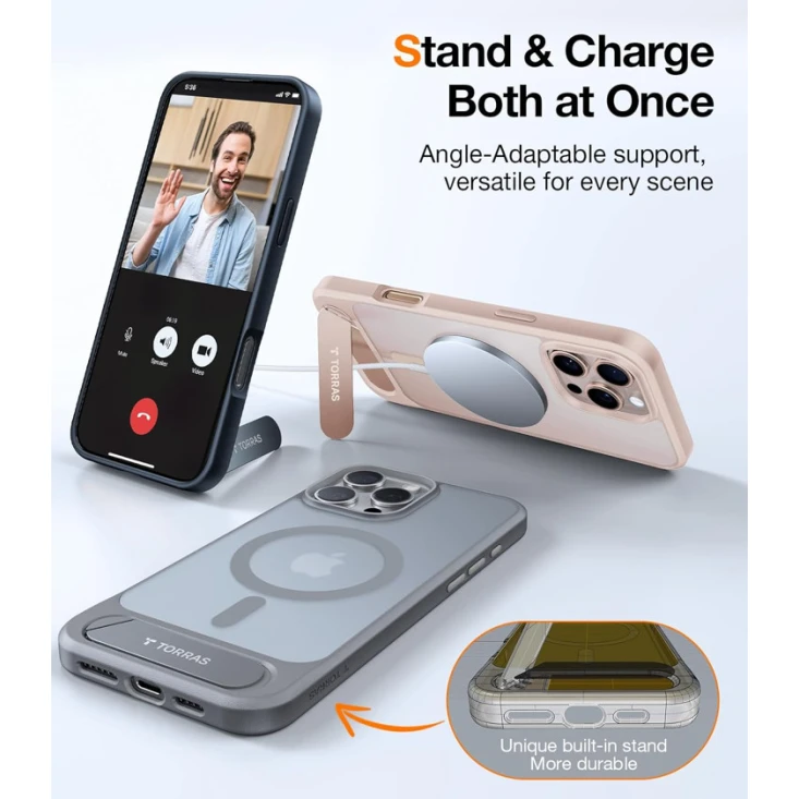 Чехол Torras Pstand для Apple iPhone 16 Pro Max Gold Чехол Torras Pstand для Apple iPhone 16 Pro Max Gold