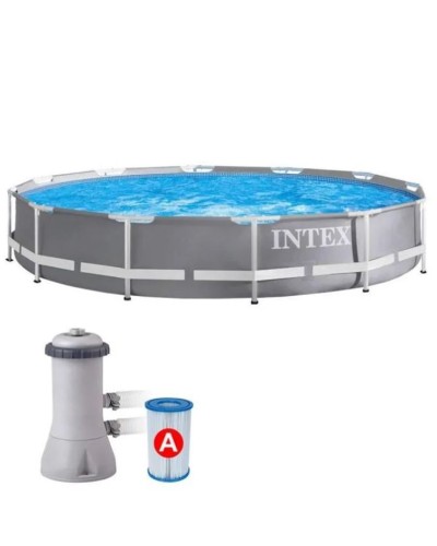 Karkaslı hovuz İntex Rectangular Frame H26712NP, boz, 366x76 sm, 6503 l