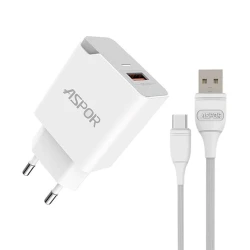 Сетевое зарядное устройство Aspor A822 with Micro USB, Белый