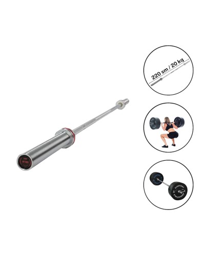Ştanq üçün qrif Gymnic F50 2334, dəmir, gümüşü, 220 sm, 20 kq