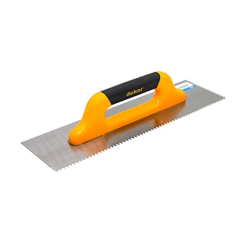 Гладилка Dekor 220, 29.5x12 см, сталь, желтый, зубчатая, для керамики Гладилка Dekor 220, 29.5x12 см, сталь, желтый, зубчатая, для керамики