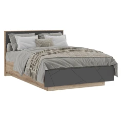 Двуспальная кровать Art_ikili_yataq (180) 9, ламинат, коричневая/серая, 120x180x200 см