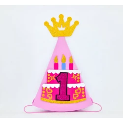 Шляпа для десткого дня рождения 1, розовая