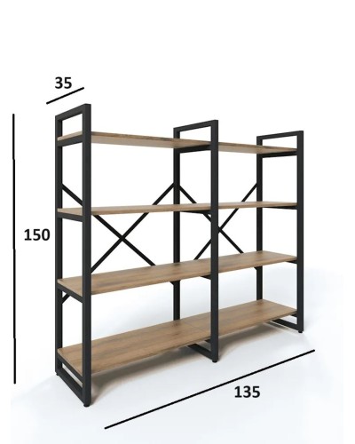 Stellaj 3563_LoftBruno4LongVotan, 135x35x150 sm, LDSP, qəhvəyi