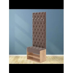 Тумба для обуви Art Mebel 63, ламинат/текстиль, коричневая, 210х70х30 см