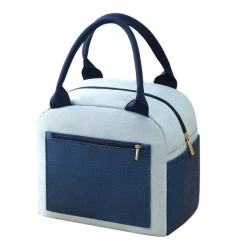 Сумка для ланч бокса nh_hggzv9, 23x14x20 см, ткань, синяя/серая