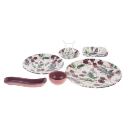 Набор для завтрака Keramika Purple Raspberry Patterned, на 4 персоны, 19 предметов, разноцветный