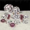 Səhər yeməyi dəsti Keramika Purple Raspberry Patterned, 4 nəfərlik, 19 əşya, rəngbərəng
