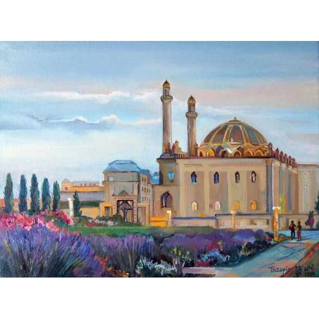 Rəsm Maksim WoodShop Təzəpir Məscid mənzərəsi, Bakı, kətan, 30х40х15 sm Rəsm Maksim WoodShop Təzəpir Məscid mənzərəsi, Bakı, kətan, 30х40х15 sm