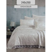 Örtük və yastıq üzü dəsti Gardines Helen, örtük 260x240 sm, yastıq üzü 50x70 sm 2 ədəd, ikinəfərlik, polyester, krem - RB_210967_005