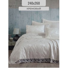 Örtük və yastıq üzü dəsti Gardines Helen, örtük 260x240 sm, yastıq üzü 50x70 sm 2 ədəd, ikinəfərlik, polyester, krem - RB_210967_005