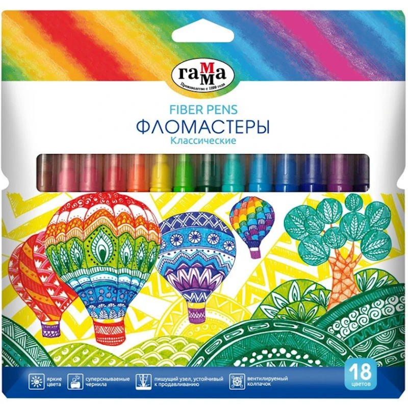 Набор фломастеров Гамма Классические 180319_12, 18 цветов Набор фломастеров Гамма Классические 180319_12, 18 цветов