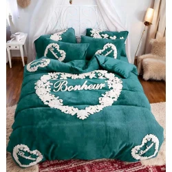 Комплект постельного белья Luxe Cotton Lu-xe-000297, пододеяльник 200x230 см, простыня 250x250 см, 2 наволочки 50x70 см, евро, зеленый