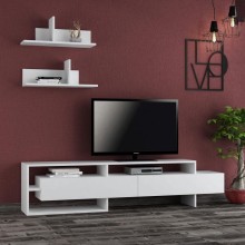 TV üçün tumba Ev Plus 12115860, LDSP, ağ, 180x42x30 sm