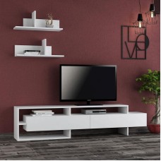 TV üçün tumba Ev Plus 12115860, LDSP, ağ, 180x42x30 sm