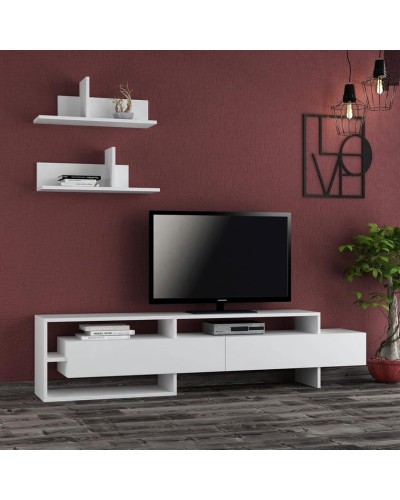 TV üçün tumba Ev Plus 12115860, LDSP, ağ, 180x42x30 sm