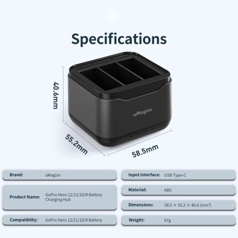 Зарядная станция AMagisn TBD06045591, для GoPro HERO12/11/10/9 Black Зарядная станция AMagisn TBD06045591, для GoPro HERO12/11/10/9 Black