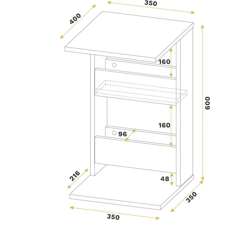 Jurnal masası Art-87, 35x40x60 sm, laminat, qəhvəyi