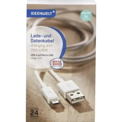 Кабель USB-A to microUSB Ideen Welt, Белый (4305615791357)