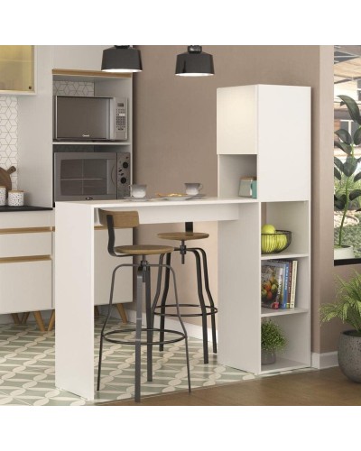 Bar masası Ev Plus Nun, LDSP, ağ, 136x152x36 sm
