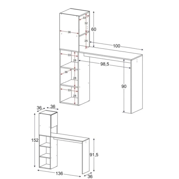 Барная стойка Ev Plus Nun, ЛДСП, белый, 136x152x36 см Барная стойка Ev Plus Nun, ЛДСП, белый, 136x152x36 см