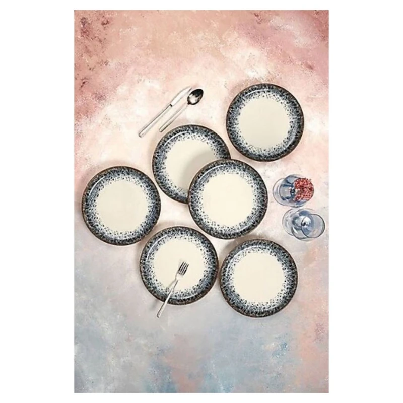 Десертный сервиз Porland Re-gen Ontario, белый/темно-синий, 27 см, 6 персон, 6 предметов Десертный сервиз Porland Re-gen Ontario, белый/темно-синий, 27 см, 6 персон, 6 предметов