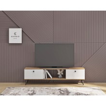 TV üçün tumba Kashmir Mebel KMT0014_Kas, laminat, ağ/qəhvəyi, 160x30x45 sm