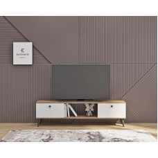 TV üçün tumba Kashmir Mebel KMT0014_Kas, laminat, ağ/qəhvəyi, 160x30x45 sm