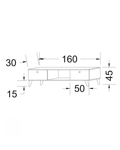 TV üçün tumba Kashmir Mebel KMT0014_Kas, laminat, ağ/qəhvəyi, 160x30x45 sm