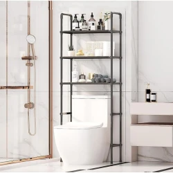 Этажерка для ванной, 155х25х47 см, металл, черный Этажерка для ванной, 155х25х47 см, металл, черный
