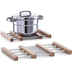 İsti əşyalar üçün altlıq vm256, 23.5x20x2 sm, metal/bambuk, gümüşü