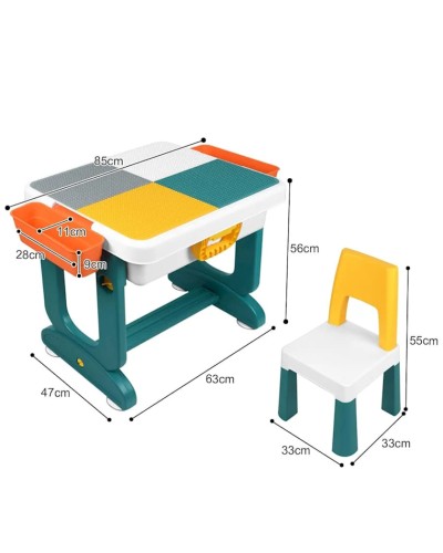 Uşaq oyun masası stul ilə S800, 85x47x56/55x33x33 sm, rəngbərəng