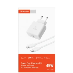 Зарядное устройство TranYoo T-SA7CA with Type-C to Type-C Cable White Зарядное устройство TranYoo T-SA7CA with Type-C to Type-C Cable White