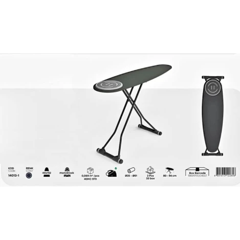 Ütü masası Perilla, 152х44 sm, qara/boz Ütü masası Perilla, 152х44 sm, qara/boz