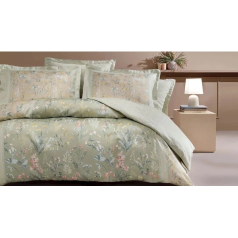 Комплект постельного белья Yataş Blossom пододеяльник 220x240, простыня 240x280, наволочки 50x70, двуспальный XL, зеленый